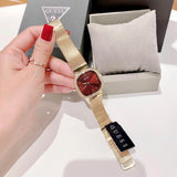 Buy Shop Guess Quartz Red Dial Gold Mesh Strap Watch For Women - GW0354L4 USA Online