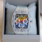 Buy Shop Guess Phoenix Polycarbonate Clear Multi-function Black Dial Clear Rubber Strap Watch for Men - GW0499G3 USA Online