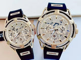 Buy Shop Guess King Quartz Crystals Gold Dial Black Silicone Strap Watch For Men - GW0537G2 USA Online