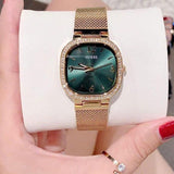 Buy Shop Guess Quartz Green Dial Gold Mesh Strap Watch For Women - GW0354L5 USA Online