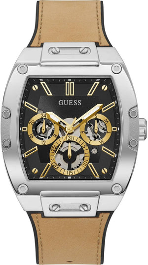 Buy Shop Guess Phoenix Multifunction Black Dial Brown Leather Strap Watch for Men - GW0202G3 USA Online