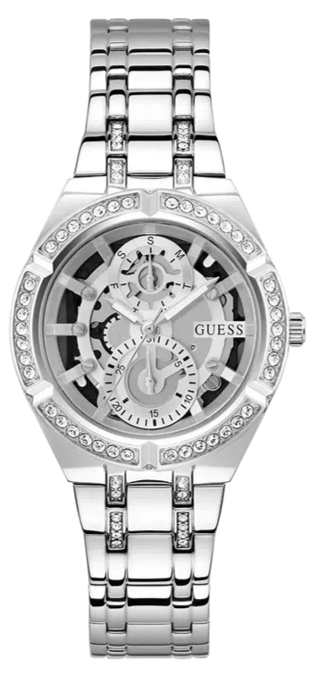 Buy Shop Guess Allara Quartz Silver Dial Silver Steel Strap Watch For Women - GW0604L1 USA Online