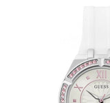 Buy Shop Guess Sparkling Silver Dial White Rubber Strap Watch For Women - GW0032L1 USA Online