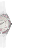 Buy Shop Guess Sparkling Silver Dial White Rubber Strap Watch For Women - GW0032L1 USA Online