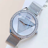 Buy Shop Guess Tri Glitz Quartz Silver Dial Silver Mesh Bracelet Watch For Women - W1142L1 USA Online