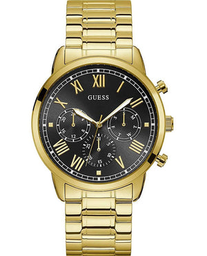 Buy Shop Guess Hendrix Multifunction Black Dial Gold Steel Strap Watch for Men - W1309G2 USA Online