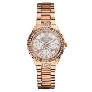 Buy Shop Guess Viva Diamonds White Dial Rose Gold Steel Strap Watch for Women - W0111L3 USA Online