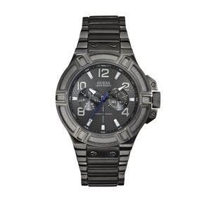 Buy Shop Guess Rigor Multifunction Black Dial Black Steel Strap Watch For Men - W0218G1 USA Online
