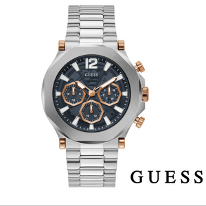 Buy Shop Guess Edge Chronograph Black Dial Silver Steel Strap Watch For Men - GW0539G1 USA Online