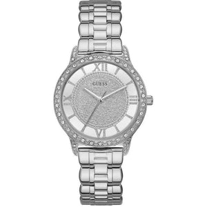 Buy Shop Guess Ethereal Diamonds Silver Dial Silver Steel Strap Watch for Women - W1013L1 USA Online