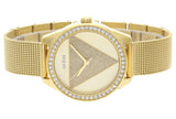 Buy Shop Guess Tri Glitz Quartz Diamonds Gold Dial Gold Mesh Bracelet Watch For Women - W1142L2 USA Online