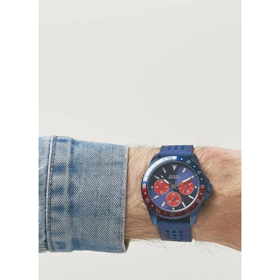 Buy Shop Guess Odyssey Analog Blue Dial Blue Rubber Strap Watch For Men - W1108G1 USA Online