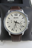 Buy Shop Hugo Boss Slim Chronograph White Dial Brown Leather Strap Watch For Men - 1513263 USA Online