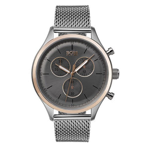 Buy Shop Hugo Boss Companion Chronograph Grey Dial Silver Mesh Bracelet Watch For Men - 1513549 USA Online