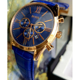 Buy Shop Hugo Boss Ambassador Chronograph Blue Dial Blue Leather Strap Watch For Men - HB1513320 USA Online