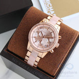Buy Shop Michael Kors Ritz Chronograph Rose Gold Dial Two Tone Steel Strap Watch for Women - MK6307 USA Online