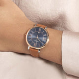 Buy Shop Fossil Jacqueline Three Hand Date Luggage Blue Dial Brown Leather Strap Watch for Women - ES4274 USA Online