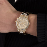 Buy Shop Guess Moonlight Multi Function Diamonds Gold Dial Gold Steel Strap Watch for Women - GW0320L2 USA Online