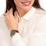 Buy Shop Daniel Wellington Petite Sheffield Black Dial Black Leather Strap Watch For Women - DW00100168 USA Online