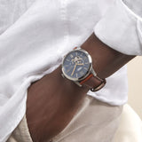 Buy Shop Fossil Townsman Automatic Blue Dial Brown Leather Strap Watch for Men - ME3110 USA Online