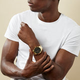 Buy Shop Guess Atlas Chronograph Black Dial Gold Steel Strap Watch for Men - W0668G8 USA Online