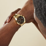 Buy Shop Guess Atlas Chronograph Black Dial Gold Steel Strap Watch for Men - W0668G8 USA Online
