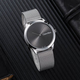 Buy Shop Calvin Klein Minimal Grey Dial Silver Mesh Bracelet Watch for Men - K3M211Y3 USA Online