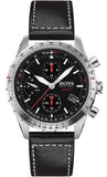 Buy Shop Hugo Boss Aero Chronograph Black Dial Black Leather Strap Watch for Men - 1513770 USA Online