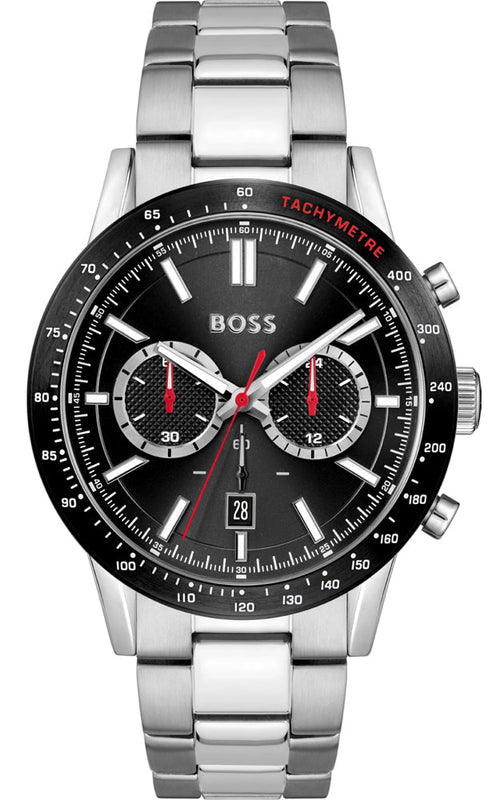 Buy Shop Hugo Boss Allure Chronograph Black Dial Silver Steel Strap Watch for Men - 1513922 USA Online
