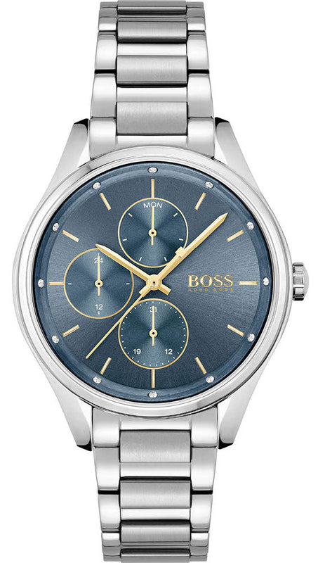 Buy Shop Hugo Boss Grand Course Blue Dial Silver Steel Strap Watch for Women - 1502583 USA Online