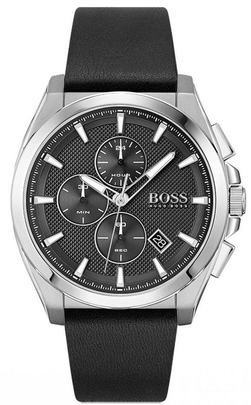 Buy Shop Hugo Boss Grandmaster Chronograph Black Dial Black Leather Strap Watch for Men - 1513881 USA Online