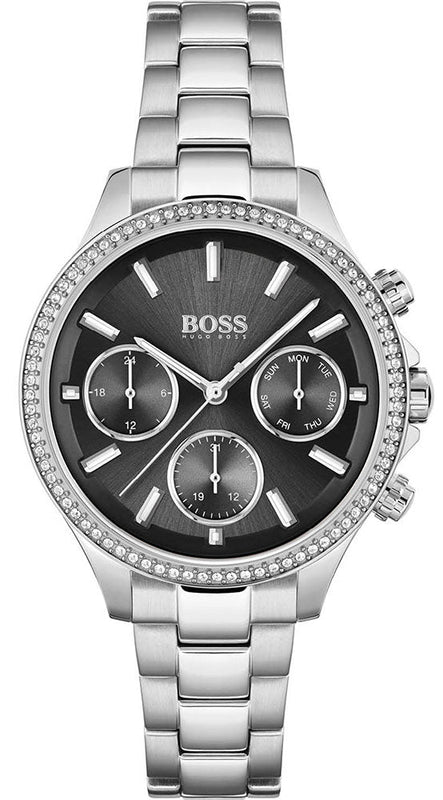 Buy Shop Hugo Boss Hera Black Dial Silver Steel Strap Watch for Women - 1502593 USA Online