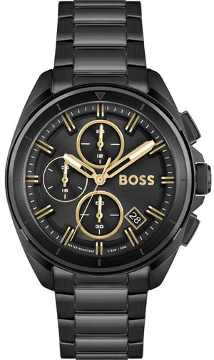 Hugo Boss Volane Black Dial Black Steel Strap Watch for Men - 1513950