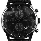 Buy Shop Hugo Boss Blackout Chronograph Black Dial Black Leather Strap Watch For Men - HB1512567 USA Online