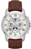 Buy Shop Fossil Grant Automatic White Dial Brown Leather Strap Watch for Men - ME3052 USA Online