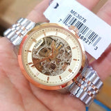 Buy Shop Fossil Townsman Automatic Skeleton White Dial Two Tone Steel Strap Watch for Men - ME3075 USA Online