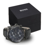 Buy Shop Hugo Boss Blackout Chronograph Black Dial Black Leather Strap Watch For Men - HB1512567 USA Online