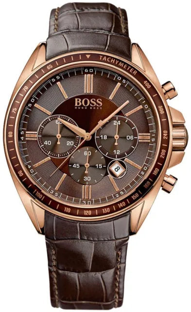Buy Shop Hugo Boss Driver Chronograph Brown Dial Brown Leather Strap Watch For Men - HB1513093 USA Online