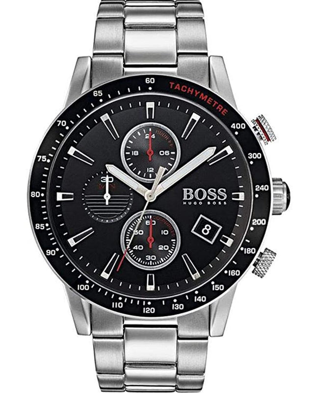 Buy Shop Hugo Boss Rafale Chronograph Black Dial Silver Steel Strap Watch for Men - 1513509 USA Online