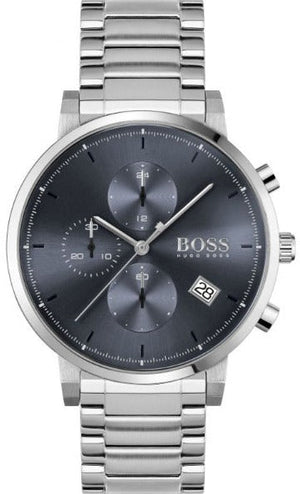 Hugo Boss Integrity Blue Dial Silver Steel Strap Watch for Men - 1513779