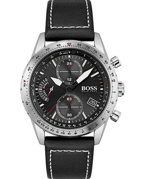 Buy Shop Hugo Boss Pilot Edition Black Dial Black Leather Strap Watch for Men - 1513853 USA Online