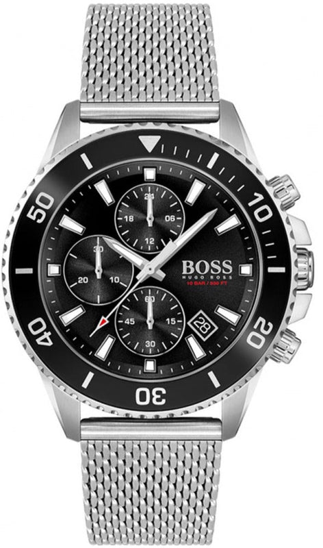 Buy Shop Hugo Boss Admiral Black Dial Silver Mesh Bracelet Watch for Men - 1513904 USA Online