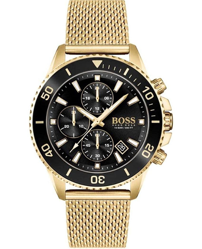 Buy Shop Hugo Boss Admiral Chronograph Black Dial Gold Mesh Bracelet Watch for Men - 1513906 USA Online