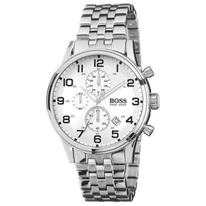 Buy Shop Hugo Boss Aeroliner Chronograph Quartz White Dial Silver Steel Strap Watch For Men - HB1512445 USA Online
