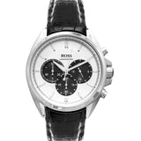 Buy Shop Hugo Boss Casual Chronograph Silver Dial Black Leather Strap Watch For Men - HB1512880 USA Online