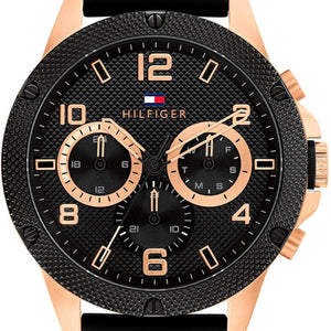 Buy Shop Tommy Hilfiger Blaze Multifunction Black Dial Black Rubber Strap Watch For Men - 1792028 USA Online