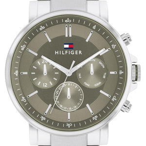 Buy Shop Tommy Hilfiger Tyson Chronograph Green Dial Silver Steel Strap Watch For Men - 1710587 USA Online