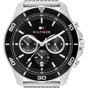 Buy Shop Tommy Hilfiger Jordan Chronograph Black Dial Silver Mesh Strap Watch For Men - 1792092 USA Online