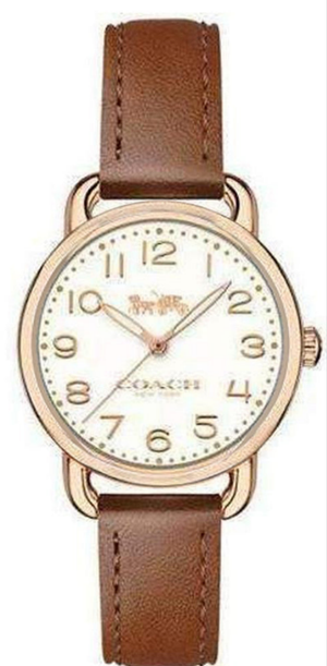 Coach Delancey Cream Dial Brown Leather Strap Watch For Women - 14502751