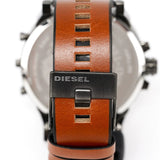 Diesel Mr. Daddy 2.0 Chronograph Silver Dial Brown Leather Strap Watch For Men - DZ7394